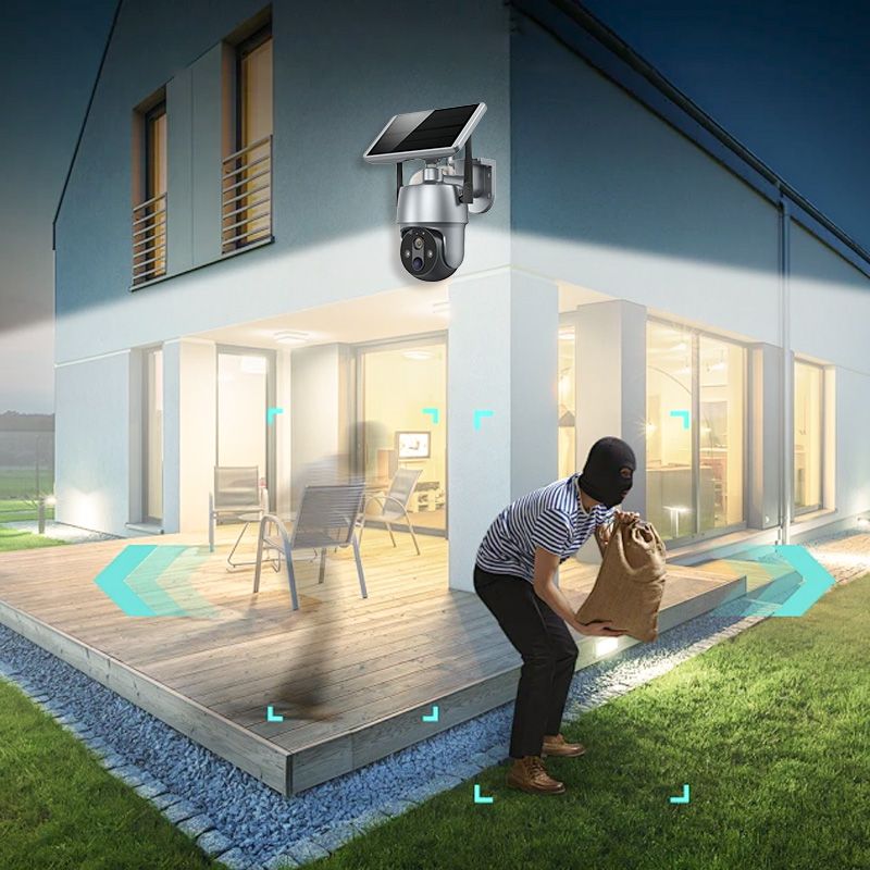 Solar 360-degree Surveillance Camera With Full Color Night Vision