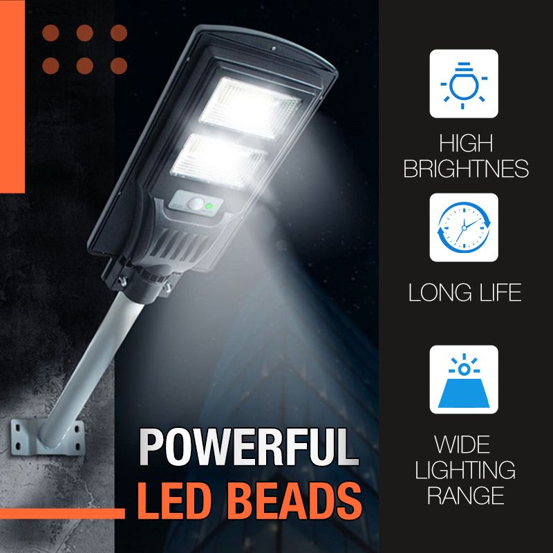 Pousbo 60W Solar LED Street Light 2000 Lumen Outdoor Lamp