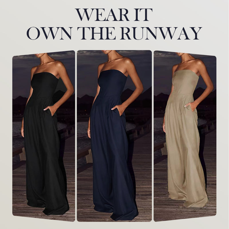 Women's Off Shoulder Jumpsuit Wide Leg Elegant Casual Romper