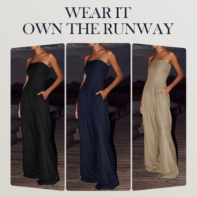 Women's Off Shoulder Jumpsuit Wide Leg Elegant Casual Romper