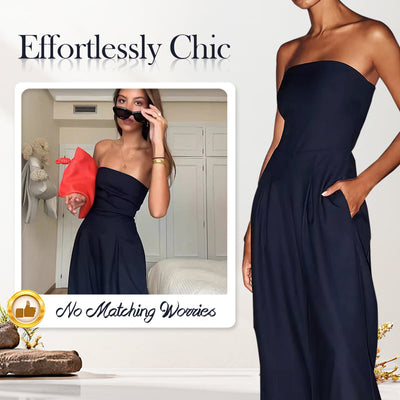 Women's Off Shoulder Jumpsuit Wide Leg Elegant Casual Romper