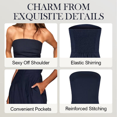 Women's Off Shoulder Jumpsuit Wide Leg Elegant Casual Romper