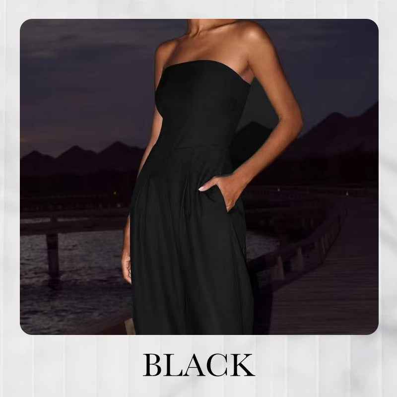 Women's Off Shoulder Jumpsuit Wide Leg Elegant Casual Romper