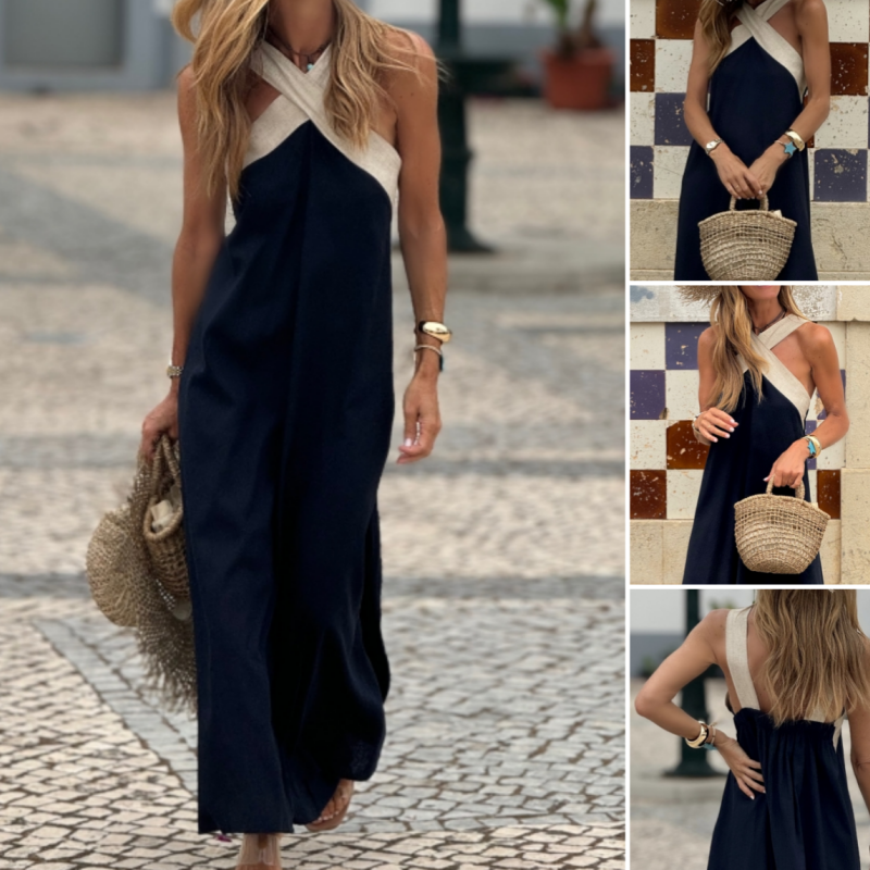 Women's Halter Neck Maxi Dress Sleeveless Elegant Summer Style