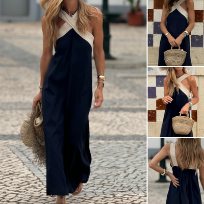 Women's Halter Neck Maxi Dress Sleeveless Elegant Summer Style