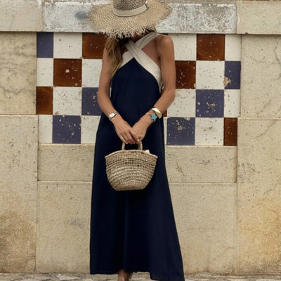 Women's Halter Neck Maxi Dress Sleeveless Elegant Summer Style
