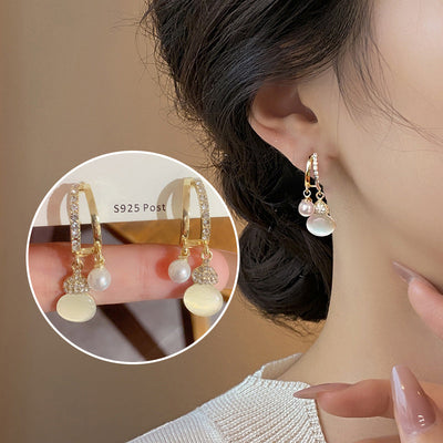 Elegant Pearl Cats Eye Earrings For Women Jewelry Gift