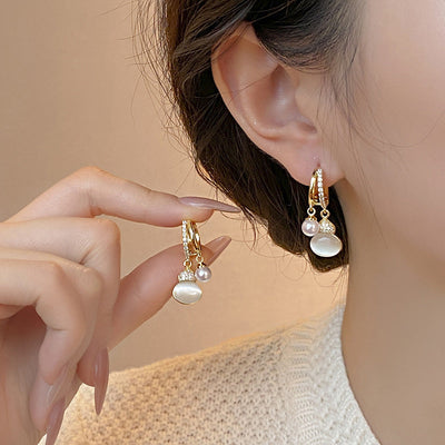 Elegant Pearl Cats Eye Earrings For Women Jewelry Gift