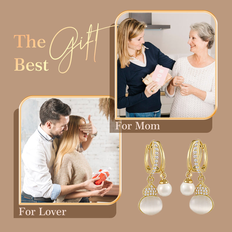 Elegant Pearl Cats Eye Earrings For Women Jewelry Gift