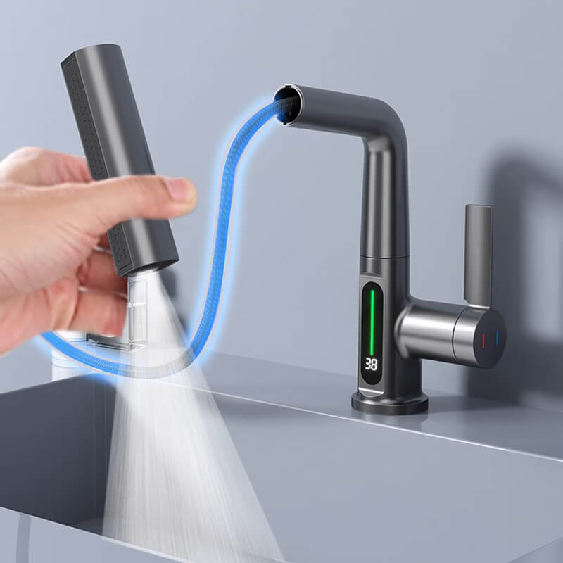 Pull-out Kitchen Faucet With Digital Display And Adjustable Lift