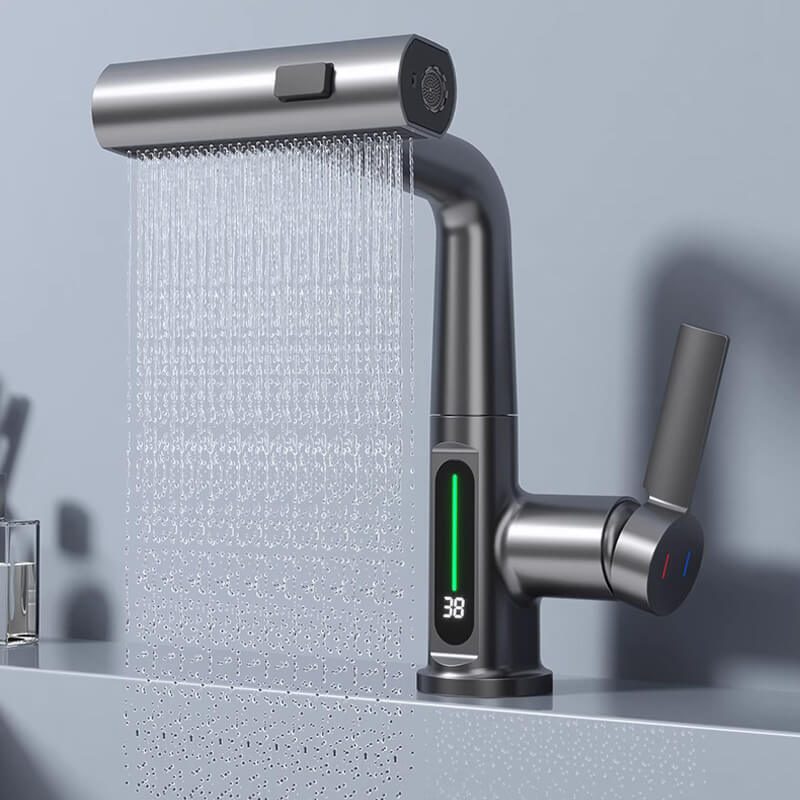 Pull-out Kitchen Faucet With Digital Display And Adjustable Lift
