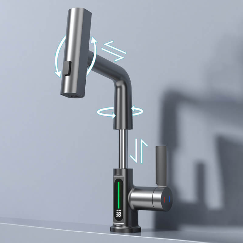 Pull-out Kitchen Faucet With Digital Display And Adjustable Lift