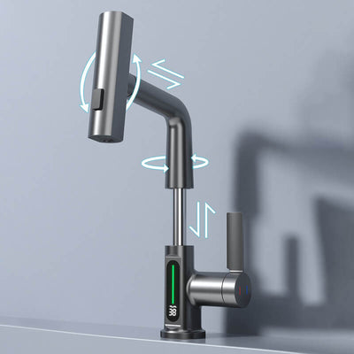 Pull-out Kitchen Faucet With Digital Display And Adjustable Lift