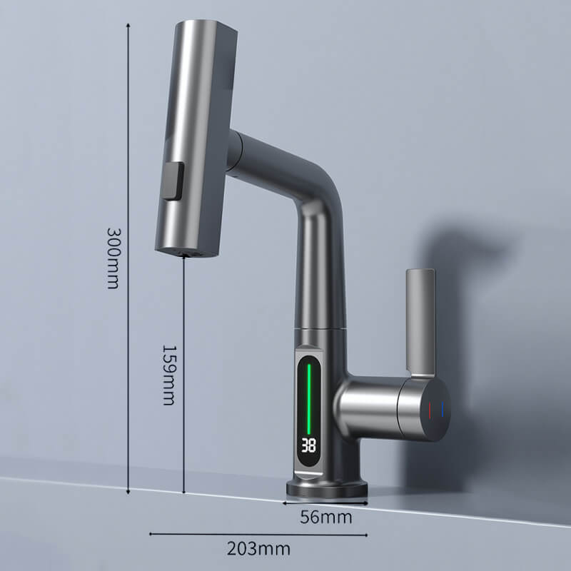 Pull-out Kitchen Faucet With Digital Display And Adjustable Lift