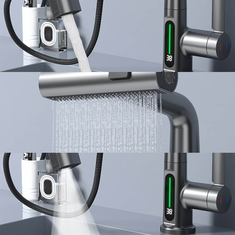 Pull-out Kitchen Faucet With Digital Display And Adjustable Lift