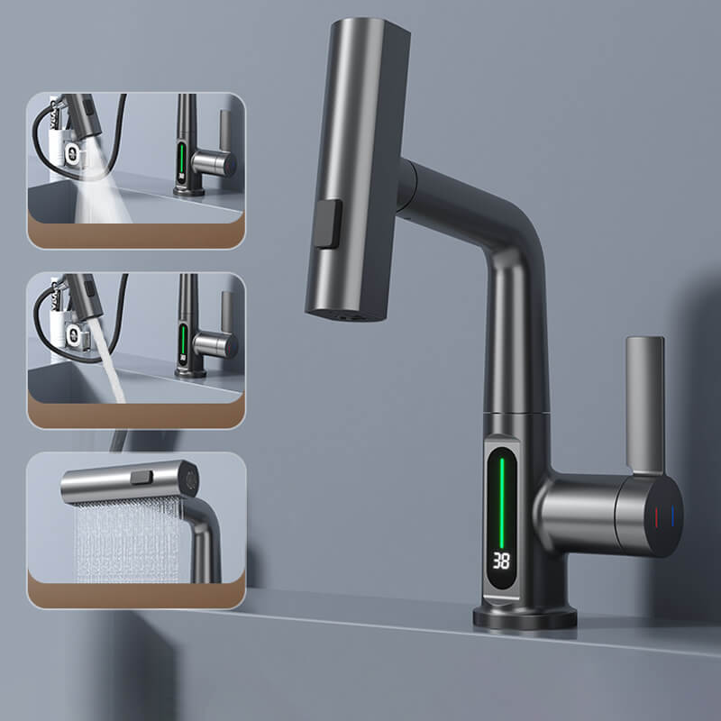 Pull-out Kitchen Faucet With Digital Display And Adjustable Lift