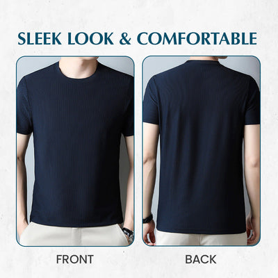 Breathable Waffle Knit T-Shirt Solid Color Short Sleeve