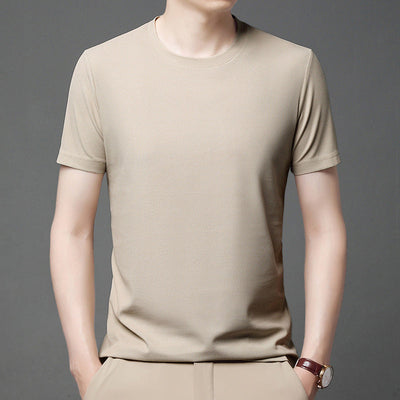 Breathable Waffle Knit T-Shirt Solid Color Short Sleeve