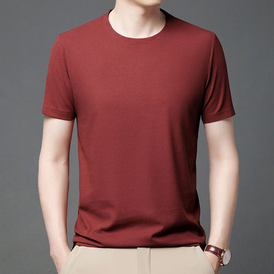 Breathable Waffle Knit T-Shirt Solid Color Short Sleeve