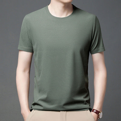 Breathable Waffle Knit T-Shirt Solid Color Short Sleeve