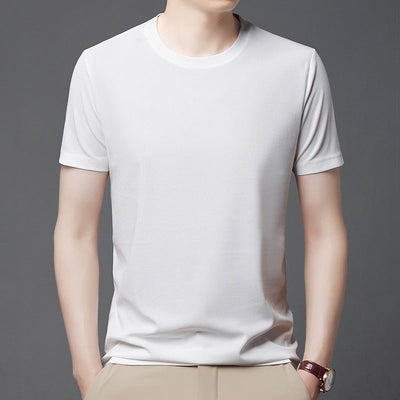Breathable Waffle Knit T-Shirt Solid Color Short Sleeve