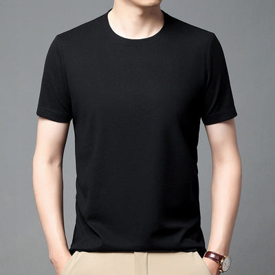 Breathable Waffle Knit T-Shirt Solid Color Short Sleeve