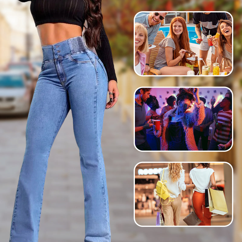 High Waist Stretch Flare Jeans Comfortable Stylish Fit