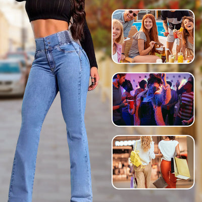High Waist Stretch Flare Jeans Comfortable Stylish Fit