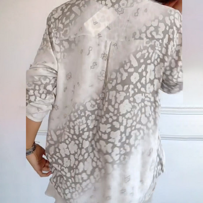 Women's Casual Printed Blouse With Stand Collar Stylish Design