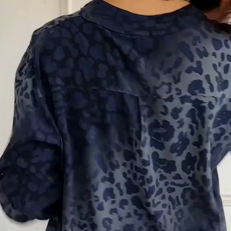 Women's Casual Printed Blouse With Stand Collar Stylish Design