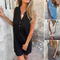 Women's Sleeveless V-Neck Dress With Button And Pocket Detail