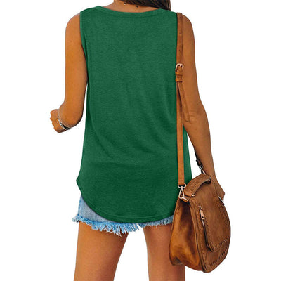Summer V Neck Vest Solid Color Lightweight Casual Top