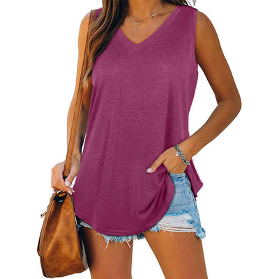 Summer V Neck Vest Solid Color Lightweight Casual Top