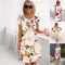 Multi-plant Floral Print Cascade Dress Elegant Spring Style