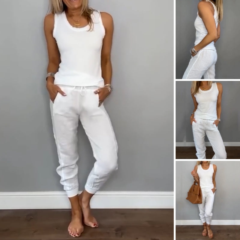 Women's Casual Two-Piece Set Solid Color Comfortable Outfit