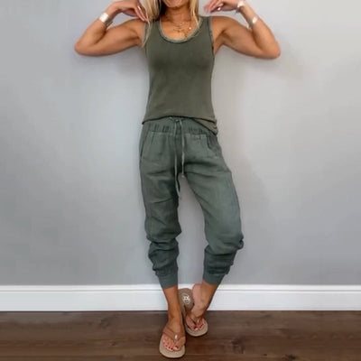 Women's Casual Two-Piece Set Solid Color Comfortable Outfit