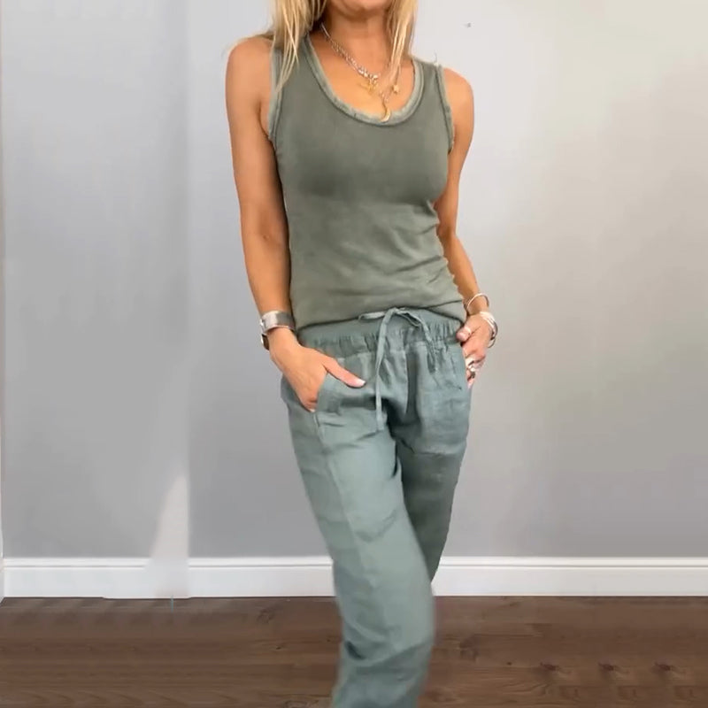 Women's Casual Two-Piece Set Solid Color Comfortable Outfit