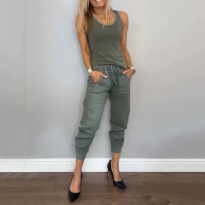 Women's Casual Two-Piece Set Solid Color Comfortable Outfit