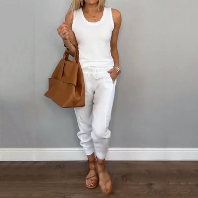 Women's Casual Two-Piece Set Solid Color Comfortable Outfit
