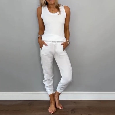 Women's Casual Two-Piece Set Solid Color Comfortable Outfit