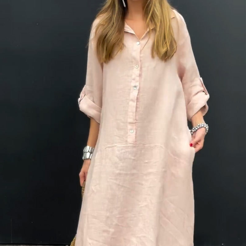 Summer Cotton Linen Maxi Dress Lightweight Casual Wear