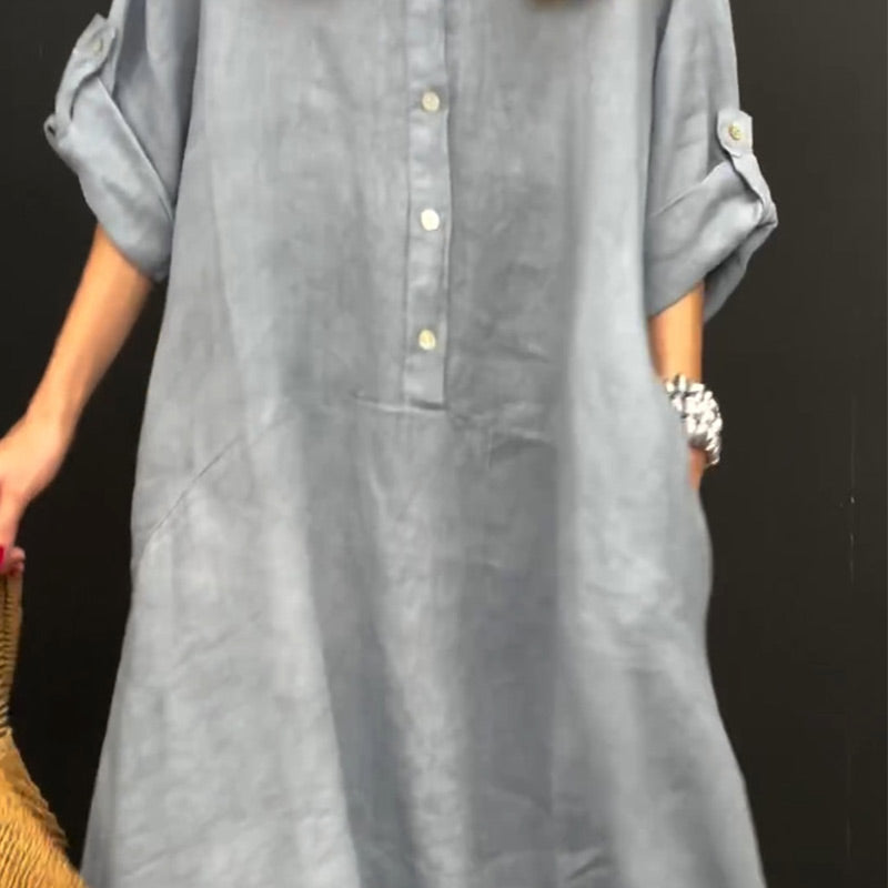 Summer Cotton Linen Maxi Dress Lightweight Casual Wear