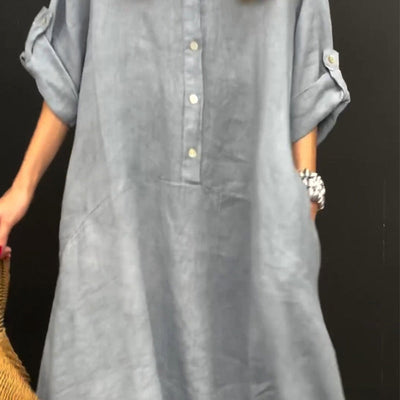 Summer Cotton Linen Maxi Dress Lightweight Casual Wear
