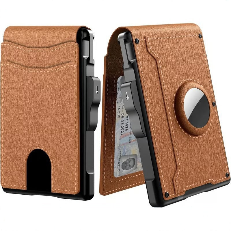 Slim RFID Blocking Wallet For Men Leather Pop Up Aluminum Case Money Clip