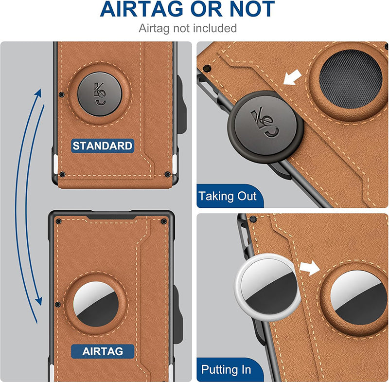 Slim RFID Blocking Wallet For Men Leather Pop Up Aluminum Case Money Clip