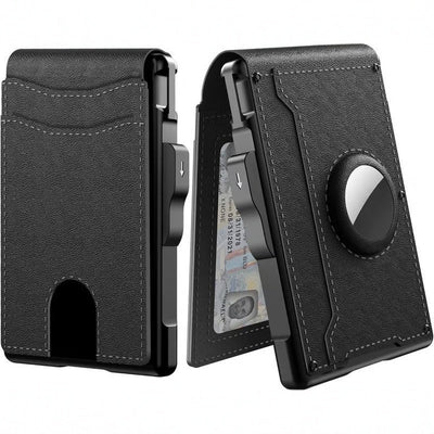 Slim RFID Blocking Wallet For Men Leather Pop Up Aluminum Case Money Clip