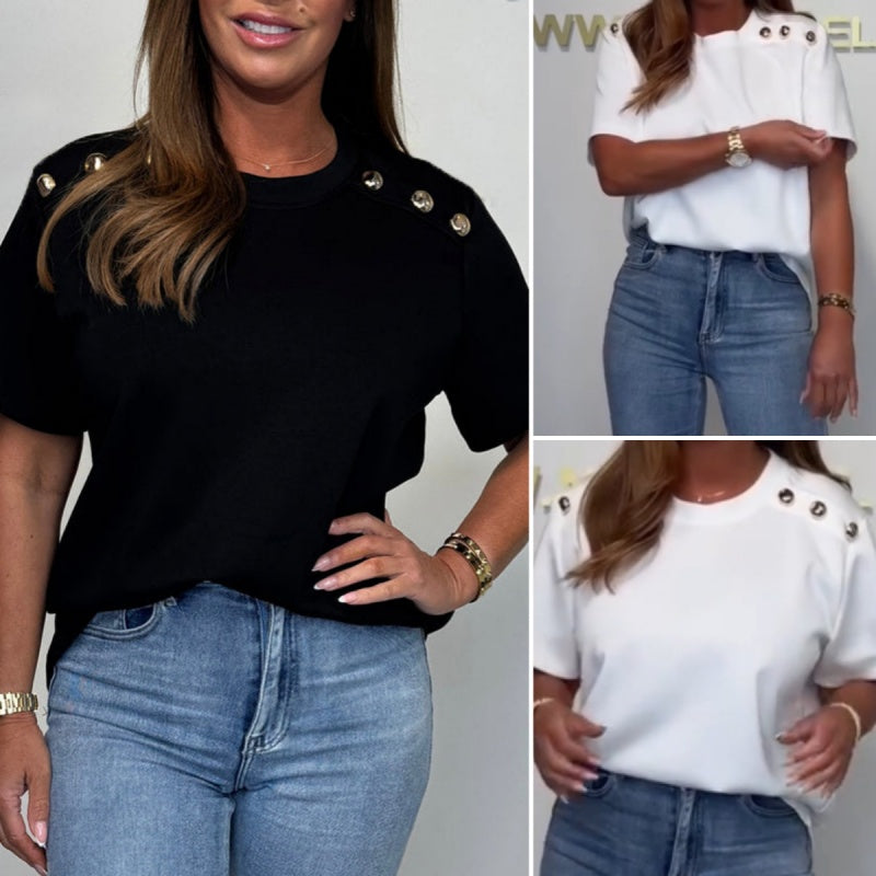 Women's Loose Short Sleeve Top Solid Color Casual Blouse