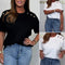 Women's Loose Short Sleeve Top Solid Color Casual Blouse