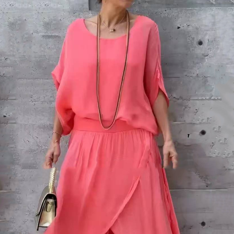 Chiffon 2-Piece Set Loose Top And Wide Leg Pants