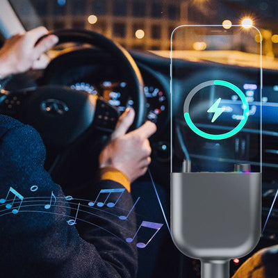 Bluetooth Retractable Car Charger 120W Fast Multifunctional Adapter